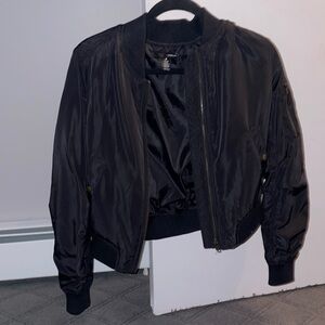 Aqua black bomber jacket